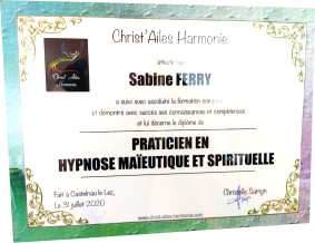 certificat hypnose spirituelle sabine